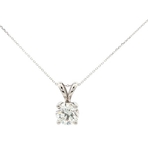 14K White Gold 18 in. 1.0Ct. Lab-Diamond Solitaire Necklace