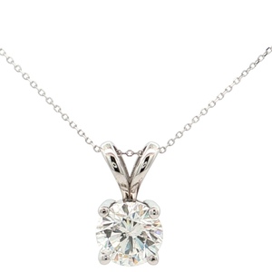 14K White Gold 1-1/2CT Lab-Diamond Solitaire Necklace 18 in. 