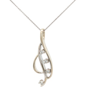 14K White Gold .15CTW 4-Diamond 18 in. Necklace