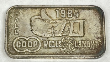 Wells Lamont 1984 1oz .999 Fine Silver Bar