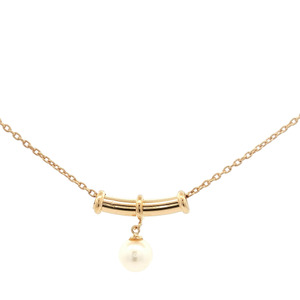 18K Yellow Gold  16 in. 5.5mm Pearl Slide Necklace 2.7g