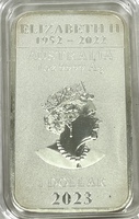 2023 Elizabeth II Australia Dragon .9999 Fine Silver Bar