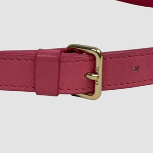 Chanel Pink Leather 28"/70cm Belt Gold Chanel Buckle 1/2"