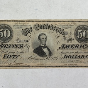 The Confederate States of America 1864 $50 Promissory Note