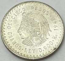 1948 30 Gramos Cinco Pesos 90% Silver