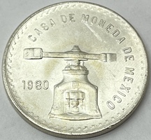 1980 Casa De Moneda Mexico .925 Uno Onza Peso