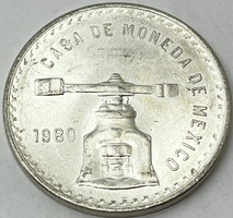 1980 Casa De Moneda Mexico .925 Uno Onza Peso