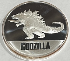1oz .999 Fine Silver Round "Godzilla"