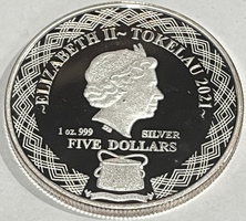 2021 Elizabeth II 5 Dollars Scorpion 1oz .999 Fine Silver Coin