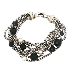 David Yurman 18K/925 7 in. Pearl & Black Onyx Multi-Strand Bracelet 51g