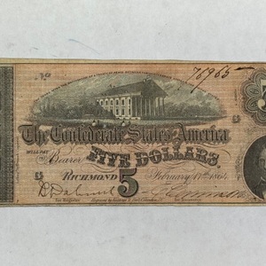 The Confederate States of America 1864 $5 Richmond Note
