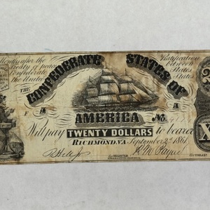 The Confederate States of America 1861 $20 Richmond Note