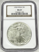 1990 American Silver Eagle NGC MS69