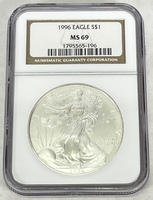 1996 American Silver Eagle NGC MS69