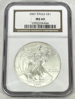 2001 American Silver Eagle NGC MS69