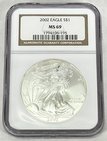 2002 American Silver Eagle NGC MS69
