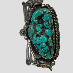 Native American Sterling Silver Signed "GFG" Turquoise Ring SZ:9