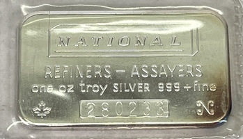 National Refiners 1oz .999 Fine Silver Bar